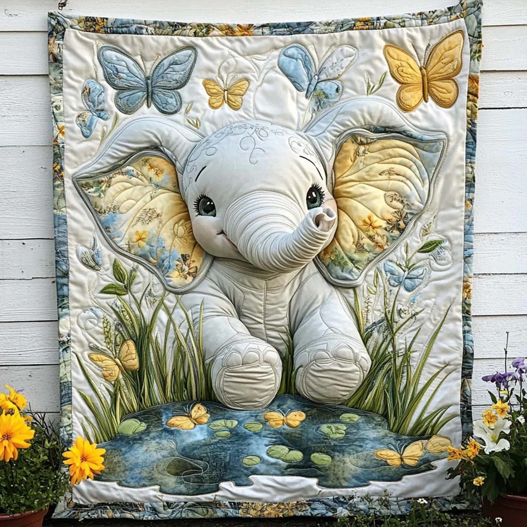 Elephant Quilted Blanket 