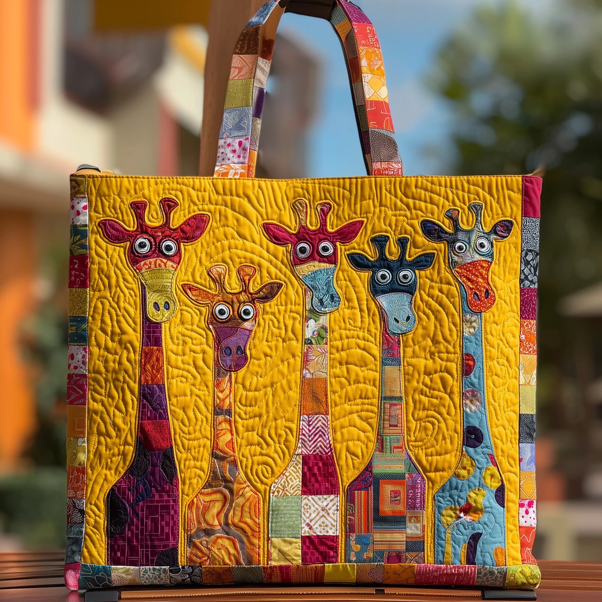 Funky Giraffe Quilted Tote Bag GFTOHD8935