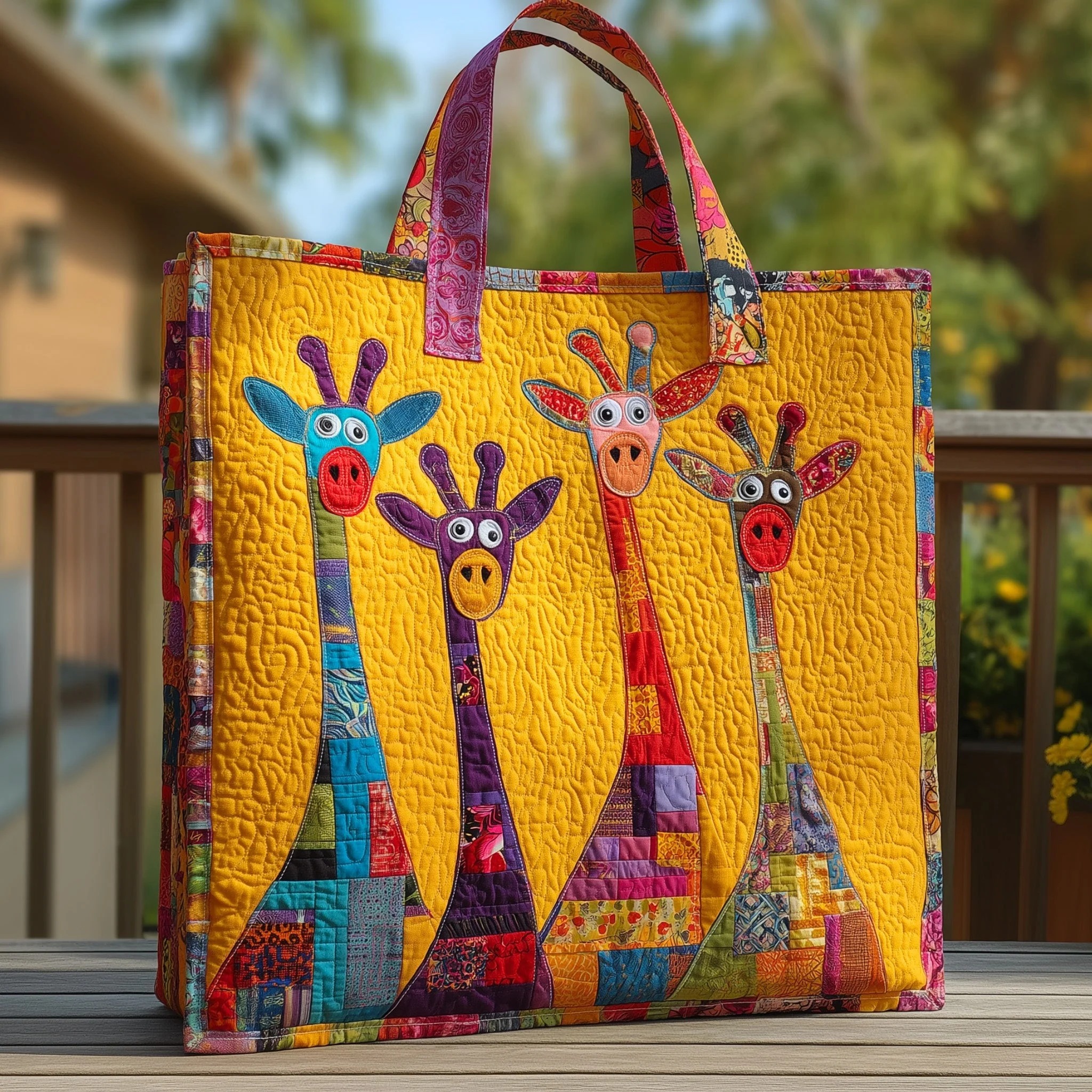 Funky Giraffe Quilted Tote Bag GFTOHD8936