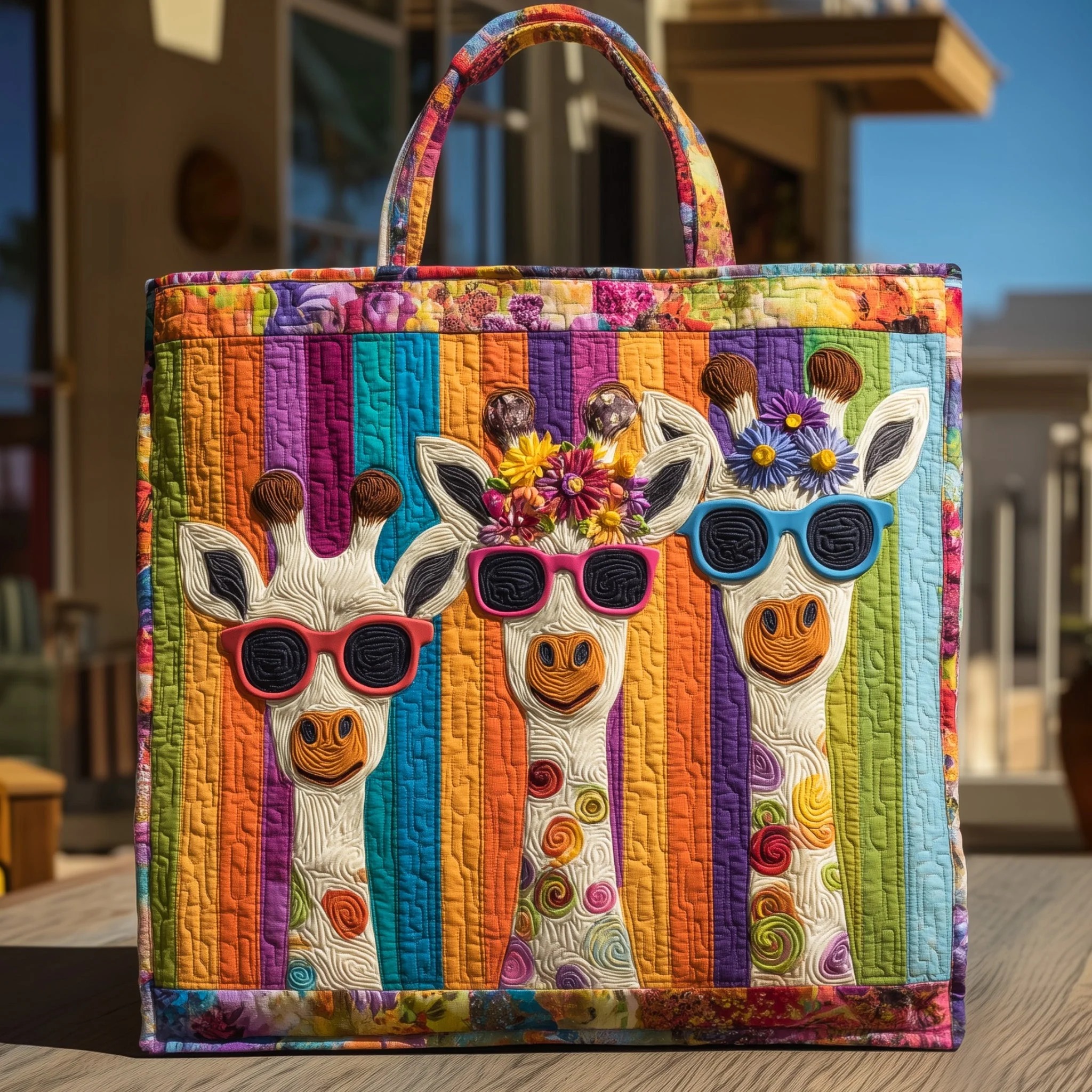 Funky Giraffe Quilted Tote Bag GFTOHD8938