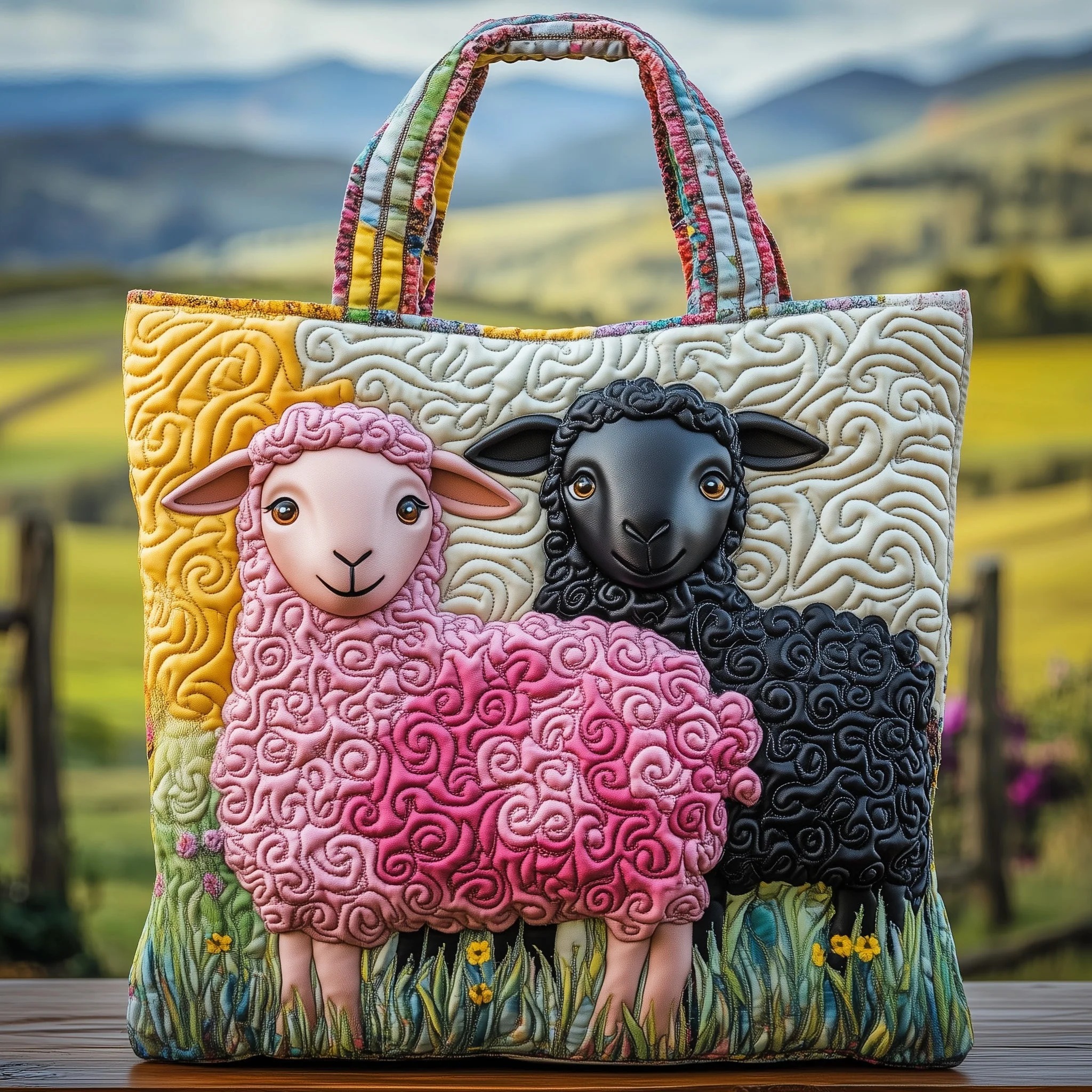 Whimsical Sheep Quilted Tote Bag GFTOMA4900