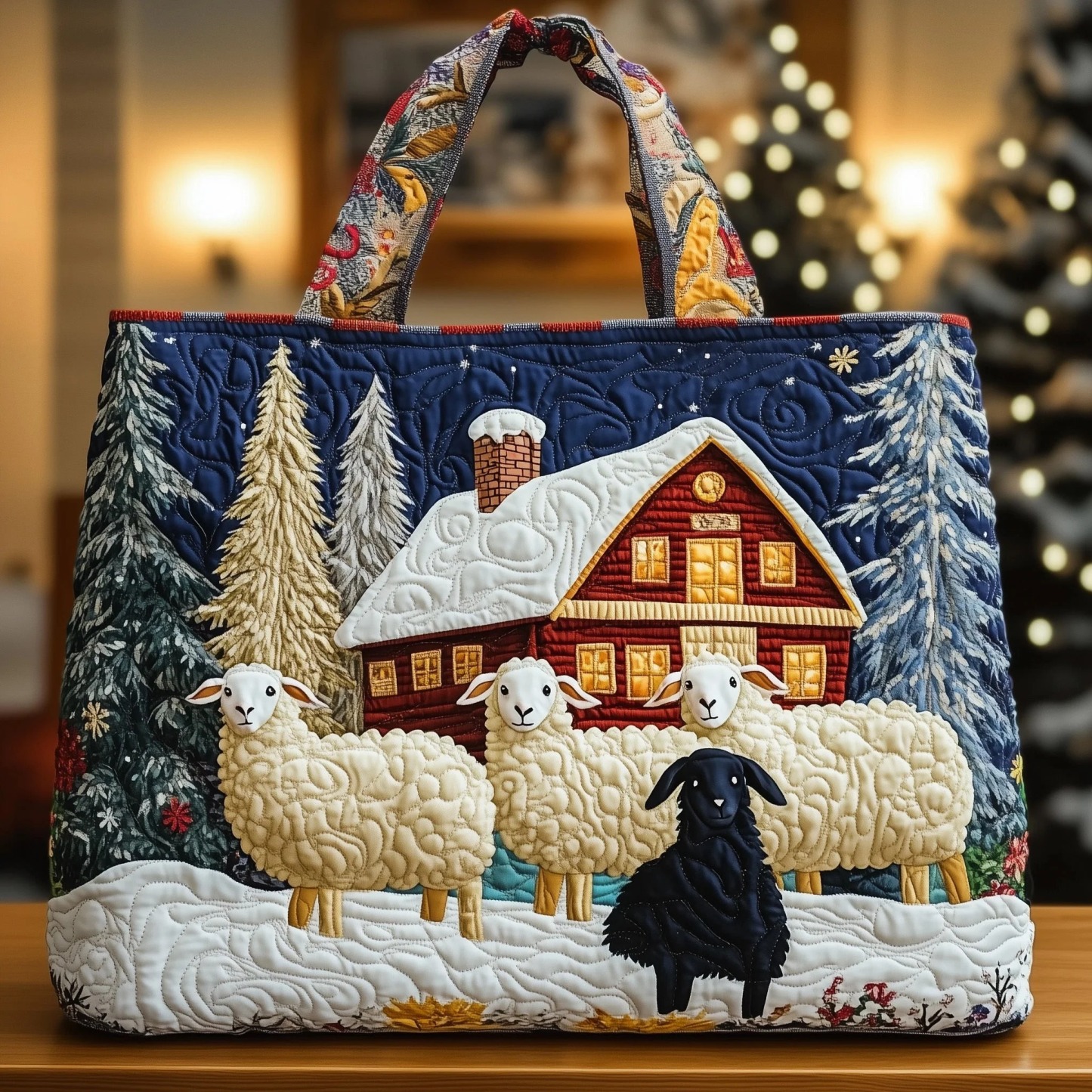 Christmas Bells Series Quilted Tote Bag