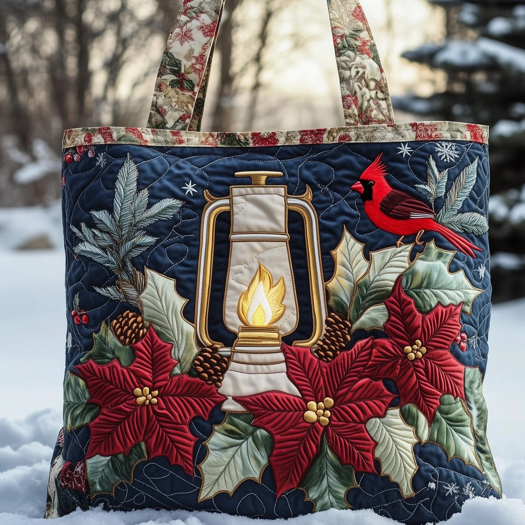 Christmas Bells Series Quilted Tote Bag
