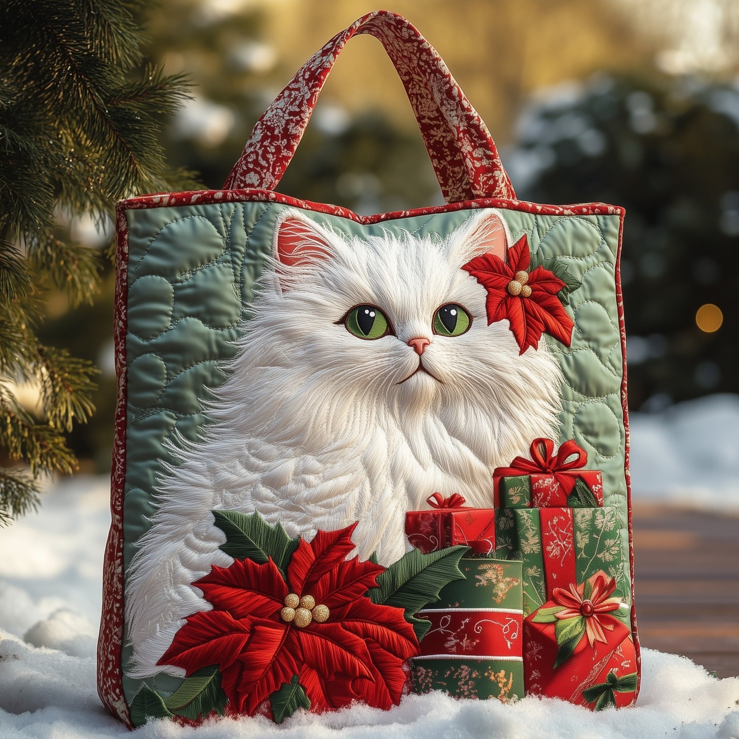 Christmas Bells Series Quilted Tote Bag