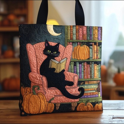 Book and Cat Quilted Tote Bag GFTOTG26