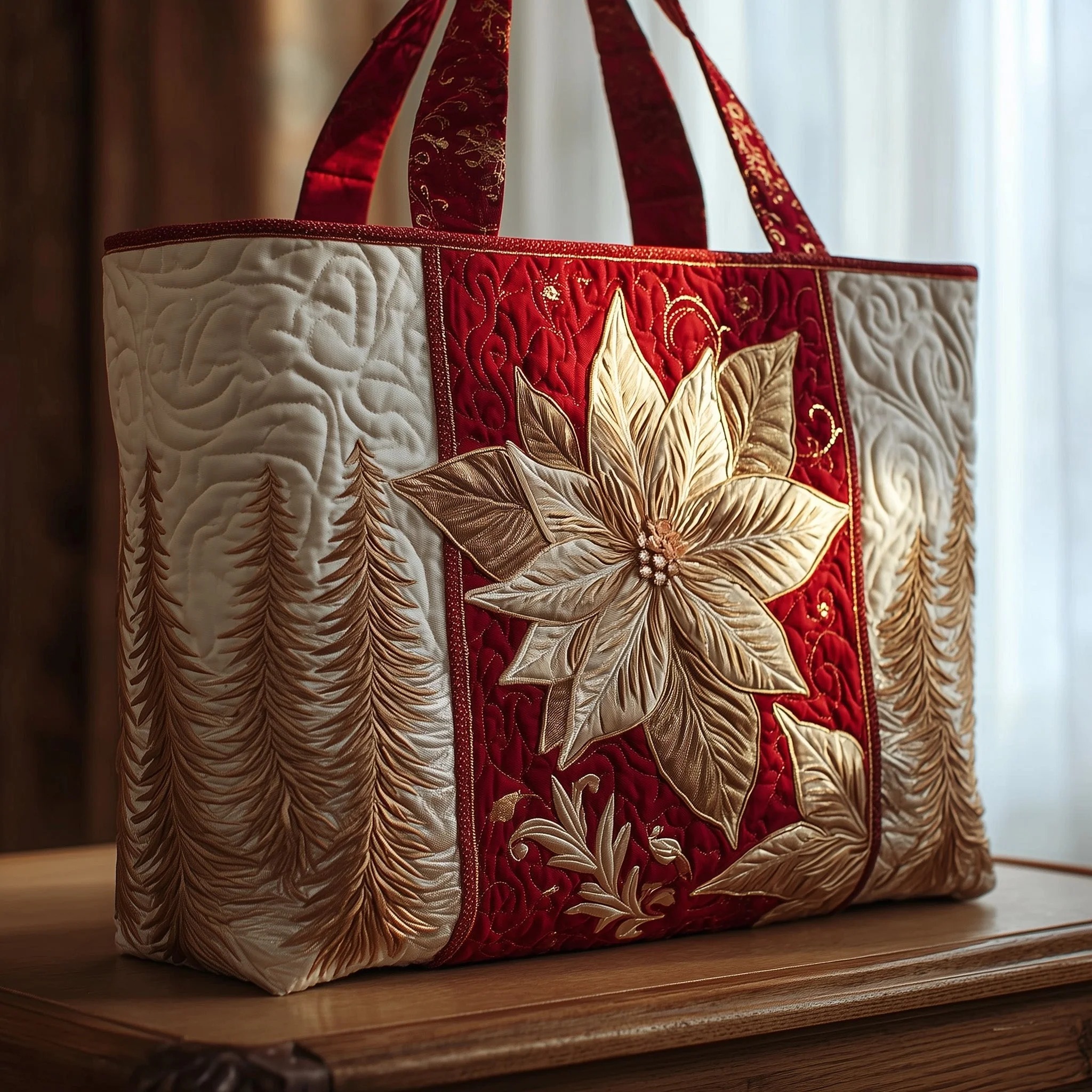 Poinsettia Bliss Quilted Tote Bag GFTOMA5313