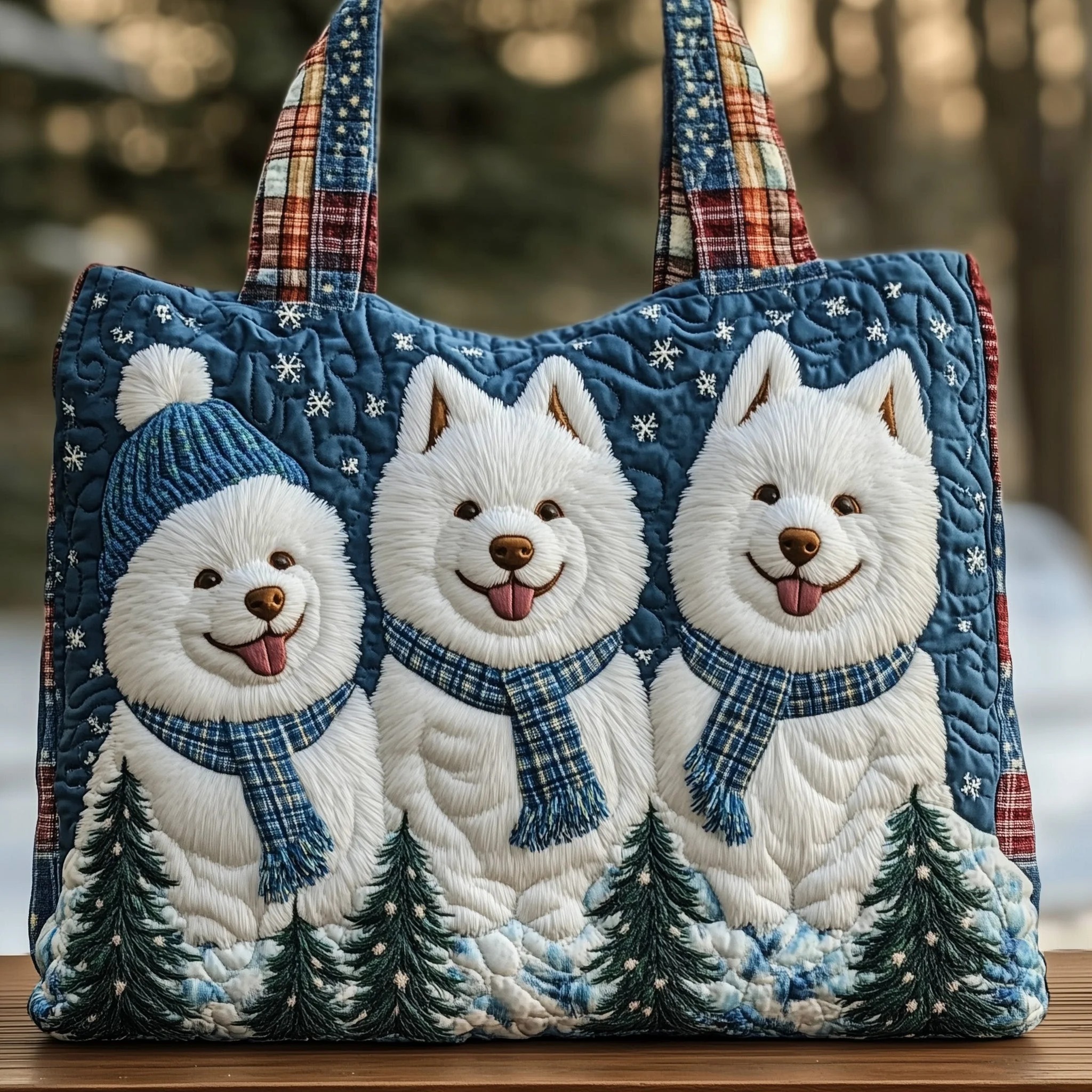 Winter Samoyed Quilted Tote Bag GFTONT3891