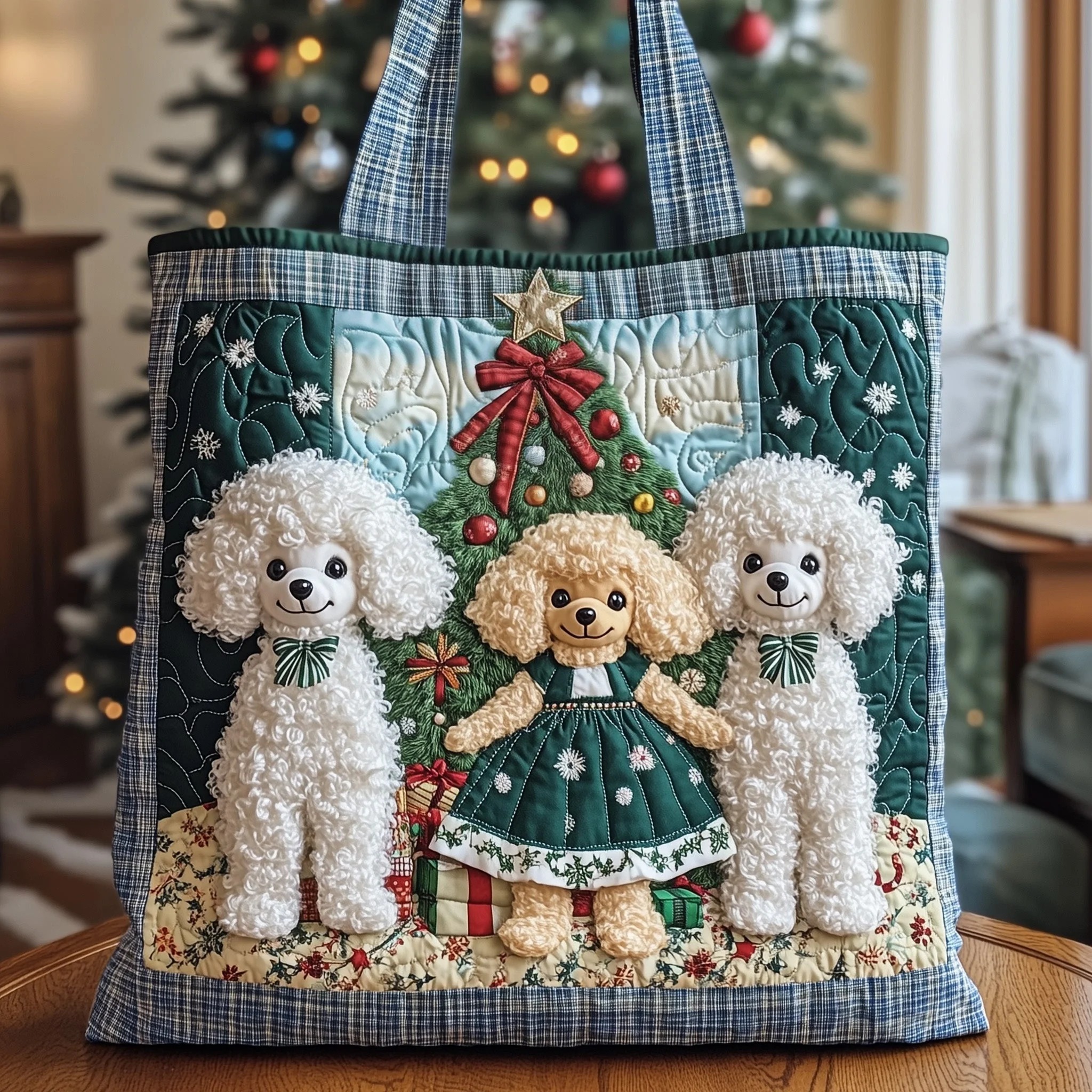 Festive Poodle Quilted Tote Bag GFTONT4018