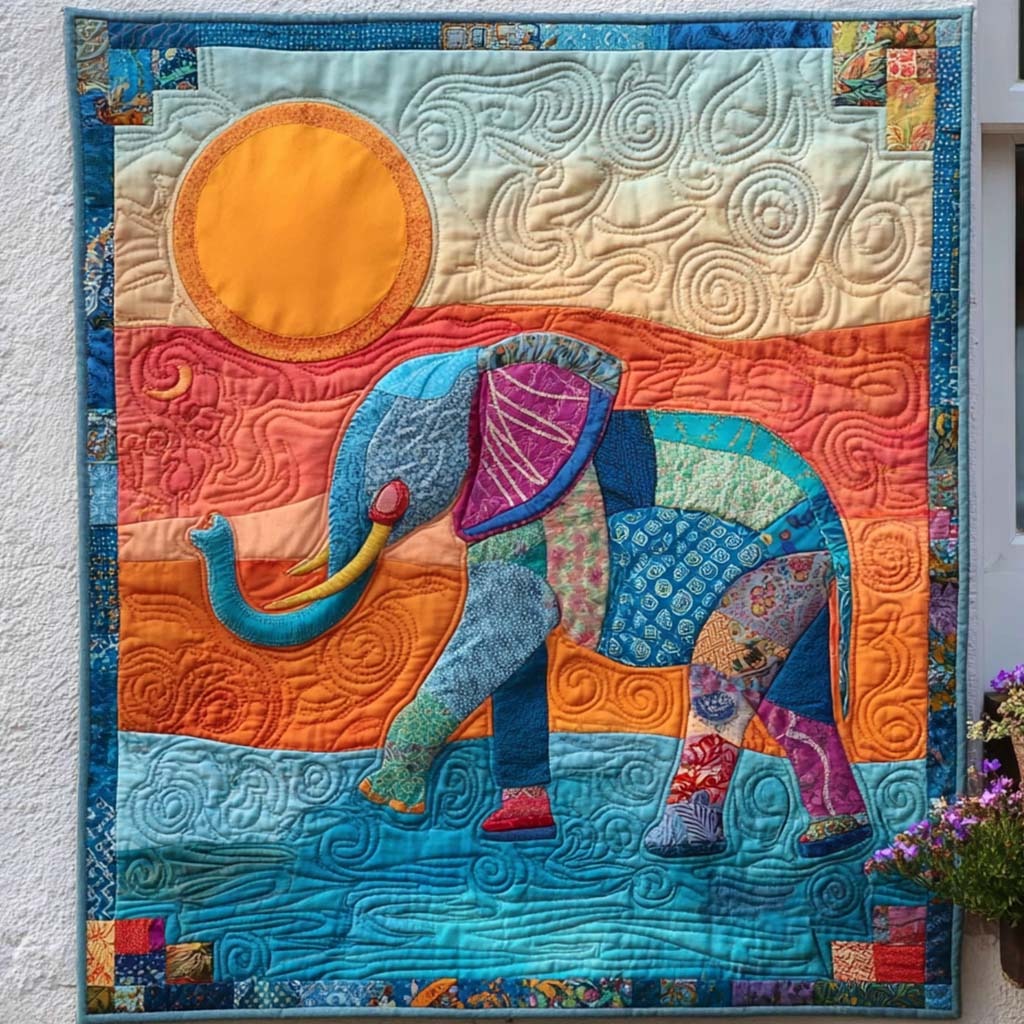 Elephant Quilted Blanket 