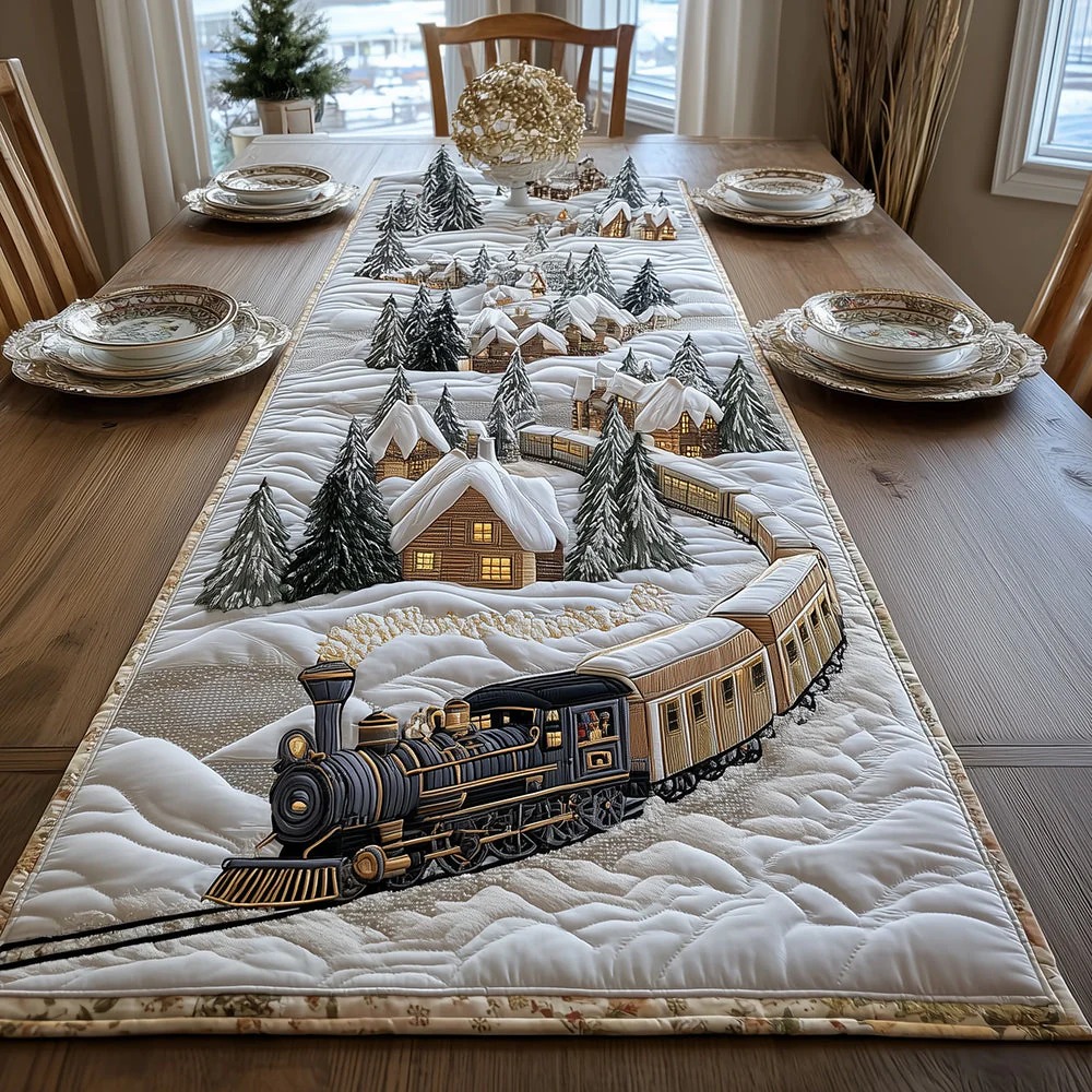 Frost Rail Whispers Quilted Table Runner