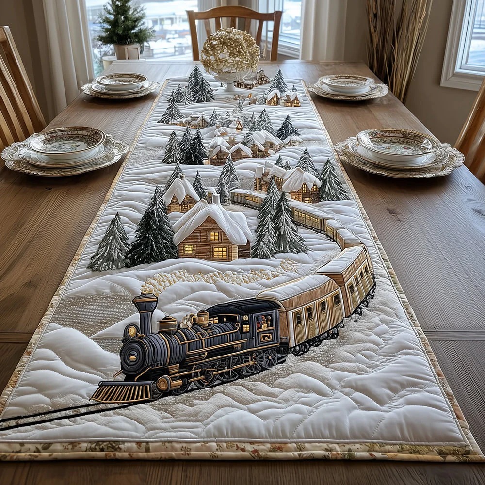 Frost Rail Whispers Quilted Table Runner