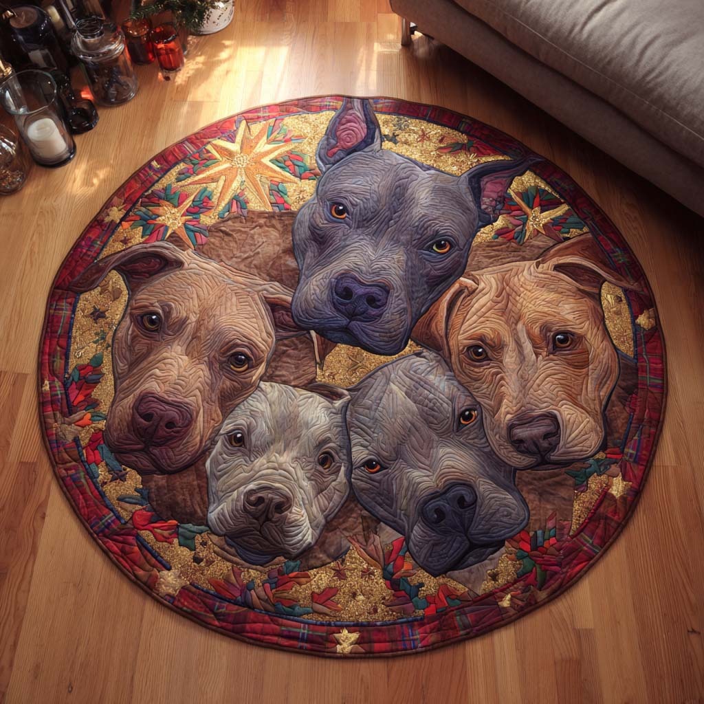 Pitbull Holiday Pack Quilted Round Mat