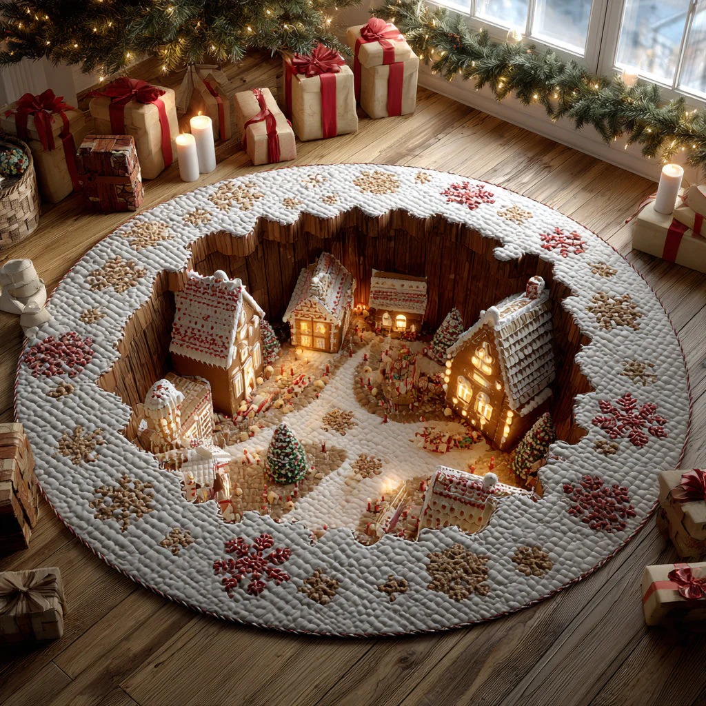 Gingerbread Village Round Carpet