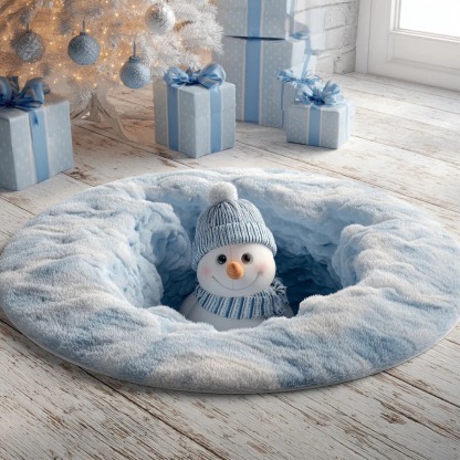 Velvet Snowman Burrow Round Carpet