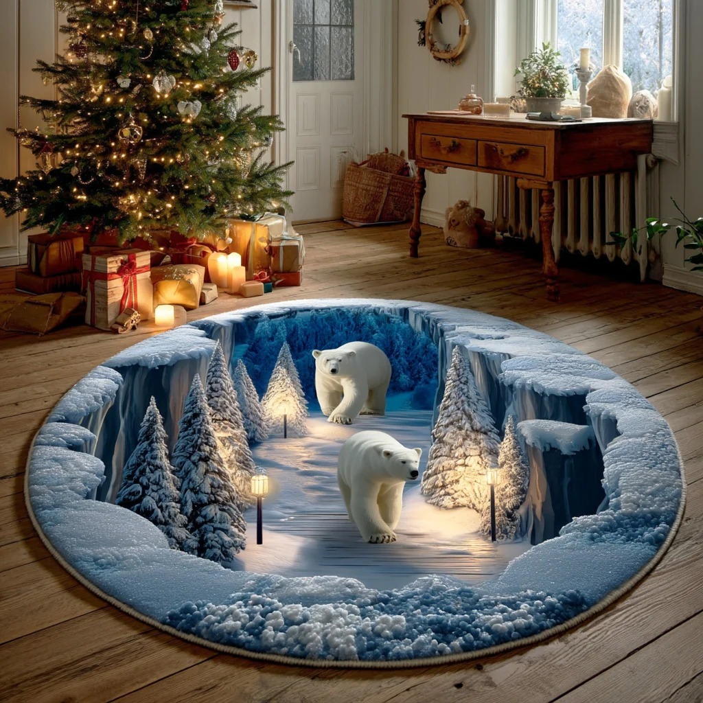 Arctic Bear Round Carpet 