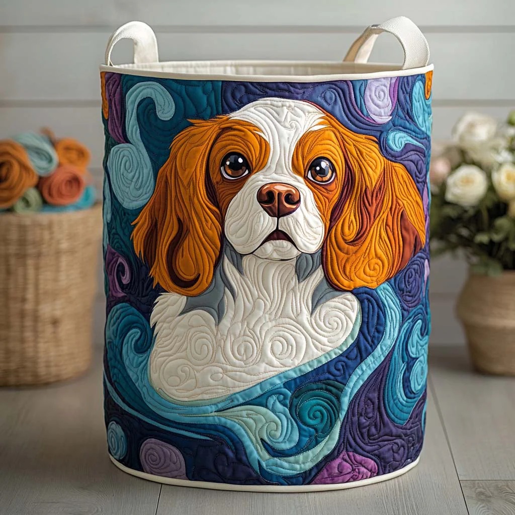 Ocean Breeze Pup Quilted Laundry Basket