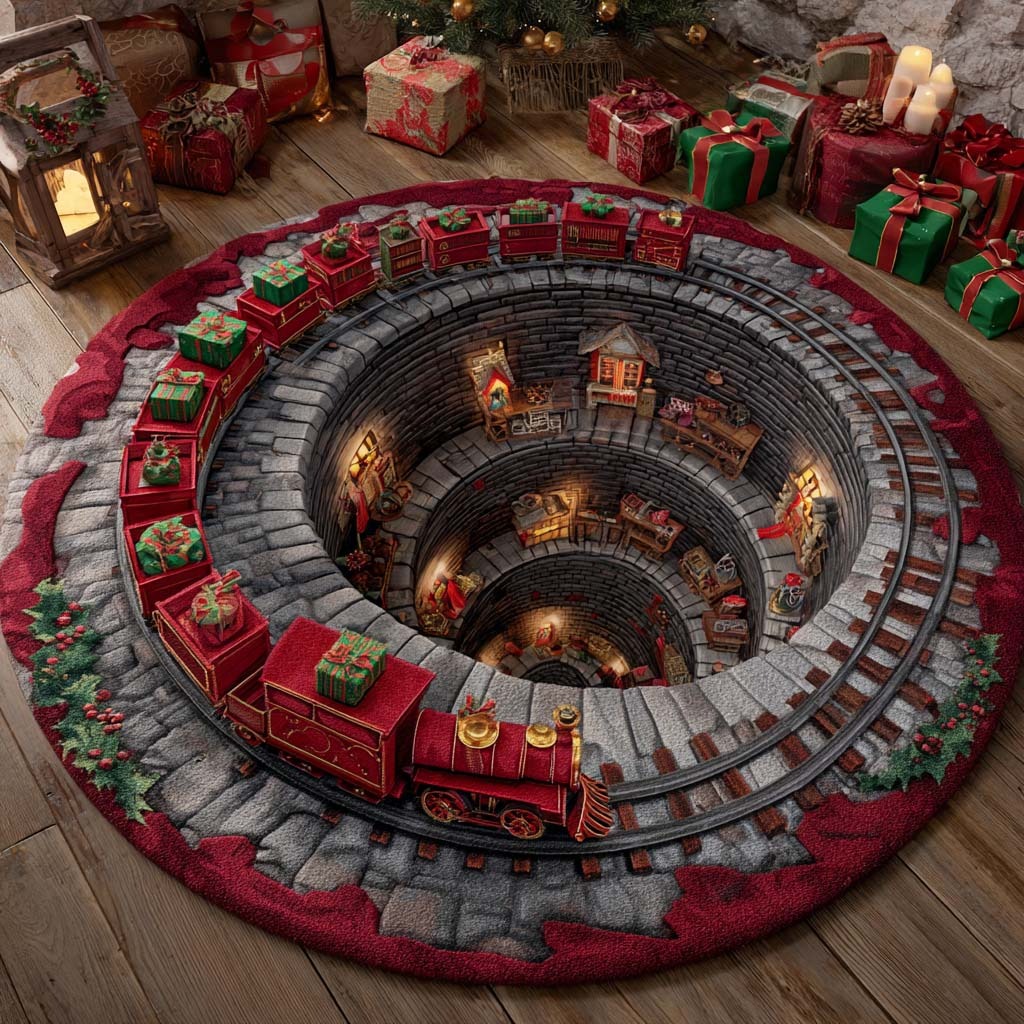 Santa Express Round Carpet