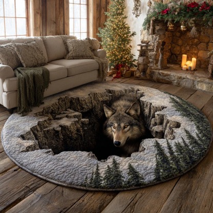 Howl Wolf Shadow Quilted Round Mat 