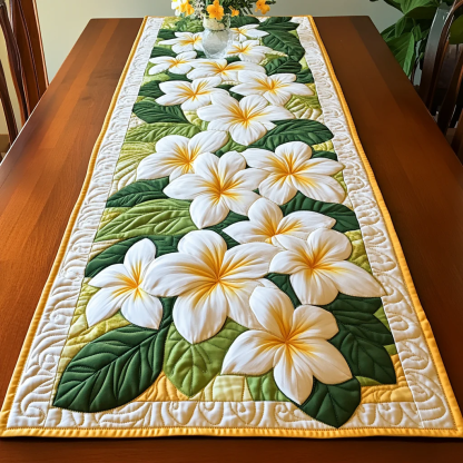Plumeria Bloom Quilted Table Runner