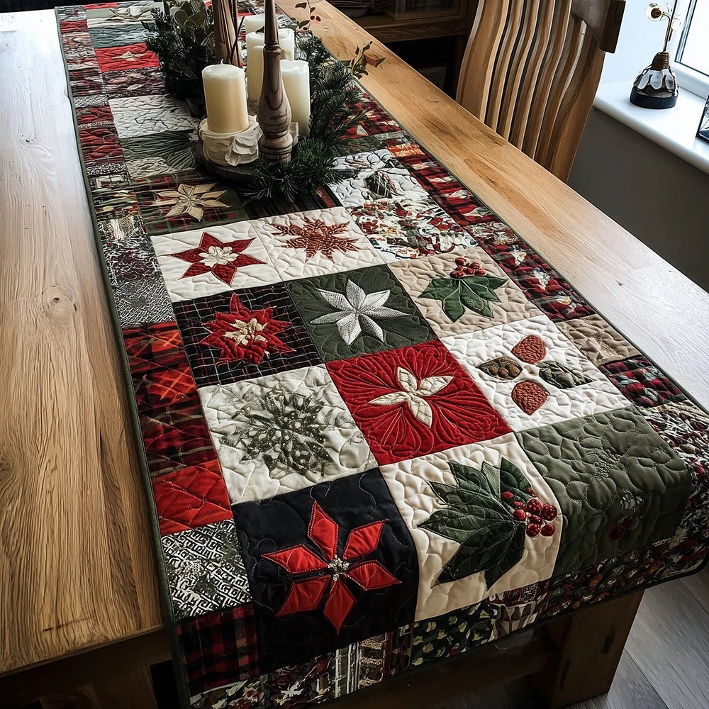 Snowy Pattern Quilted Table Runner