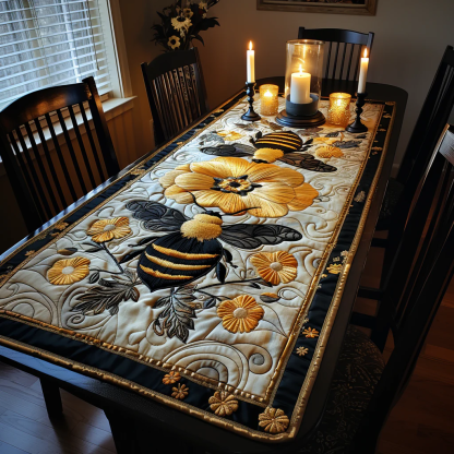 Elegant Bee Quilted Table Runner