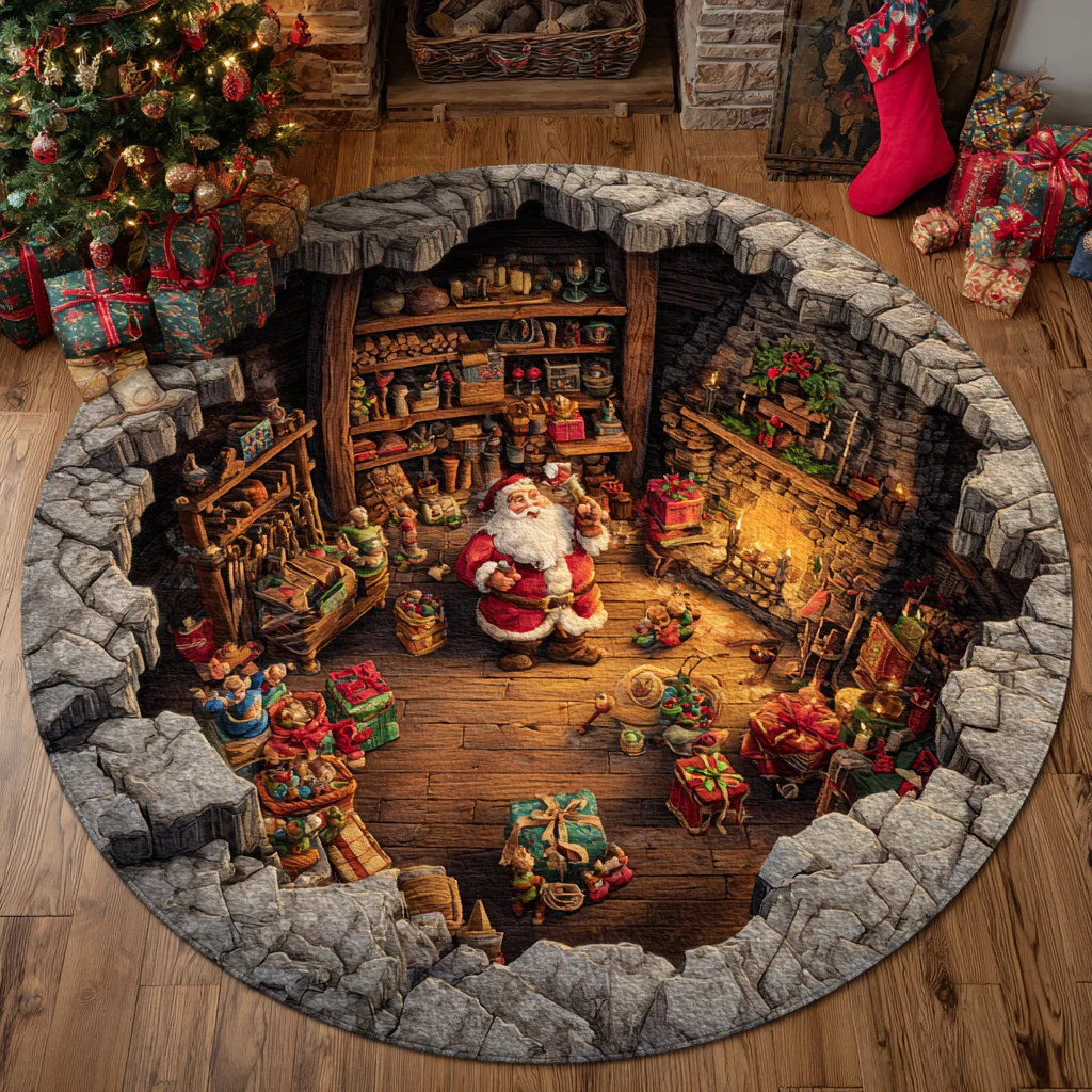 Santa Star Round Carpet