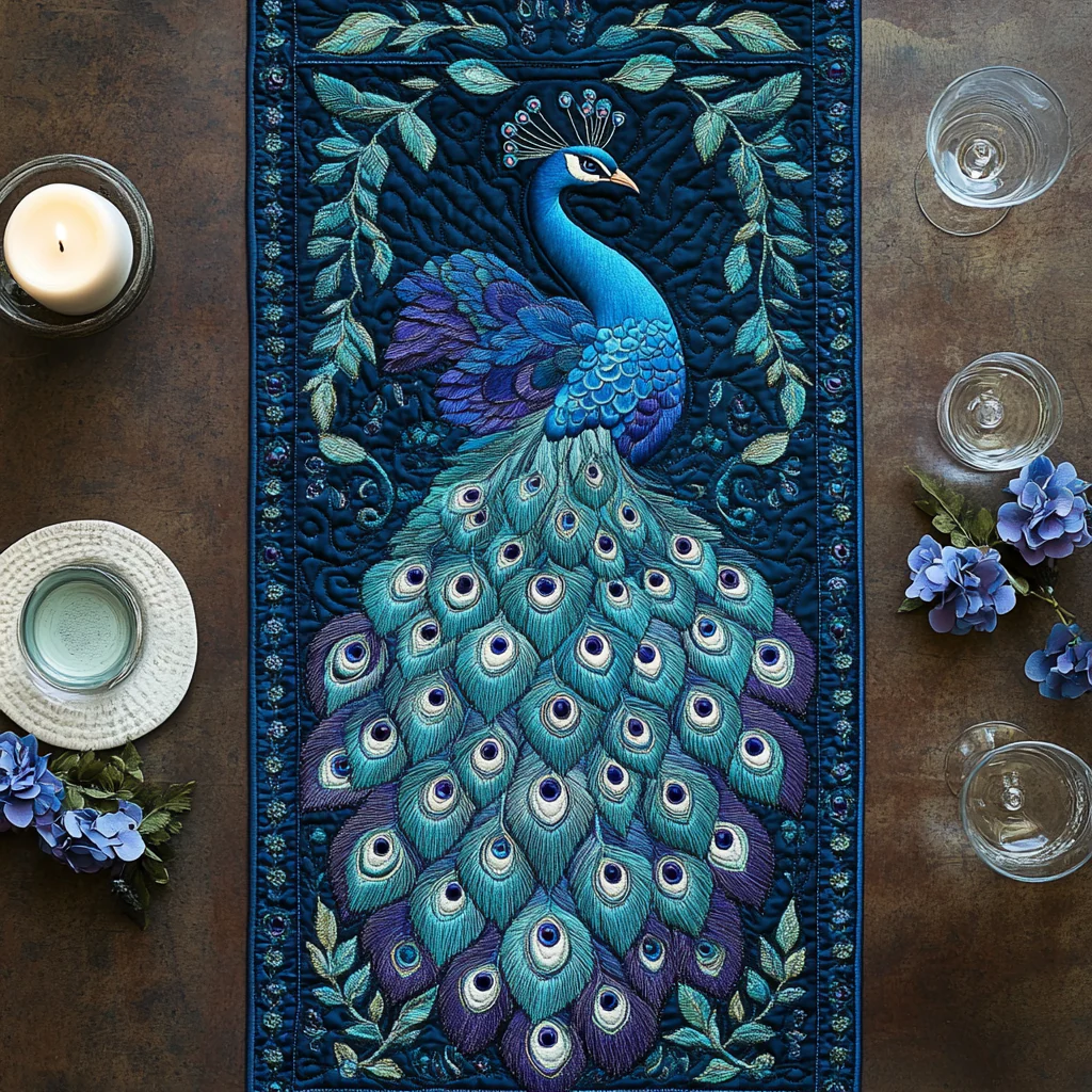 Feather Charm Quilted Table Runner