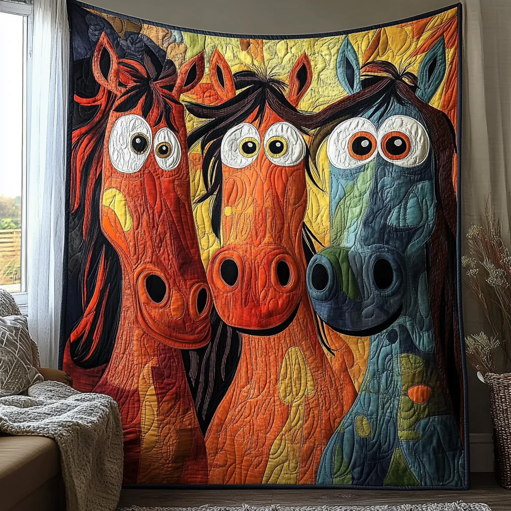 Hilarious Horse Quilted Blanket