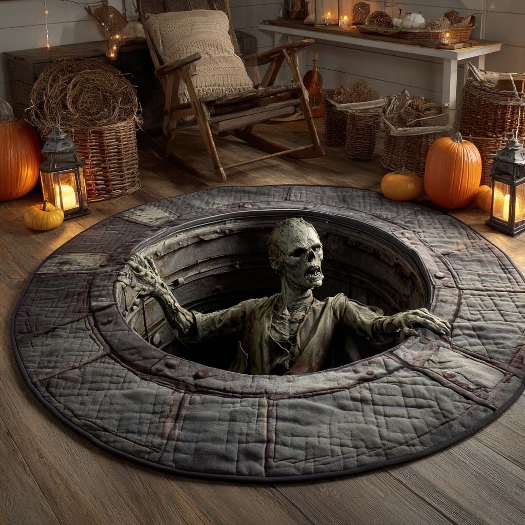 Skeleton Rising Quilted Round Mat