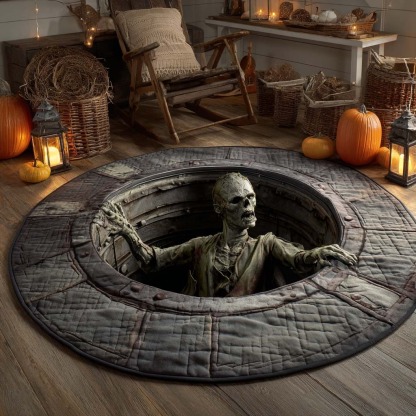 Skeleton Rising Quilted Round Mat