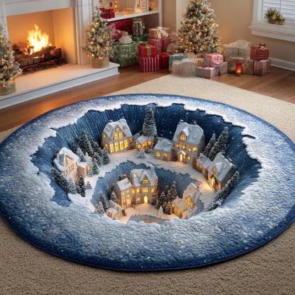 Snow Village Glow Quilted Round Mat