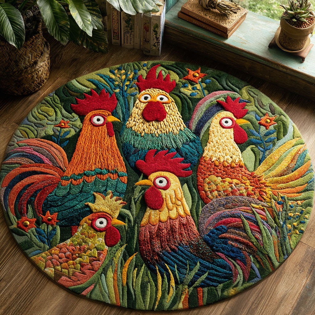 Wacky Feathers Round Carpet