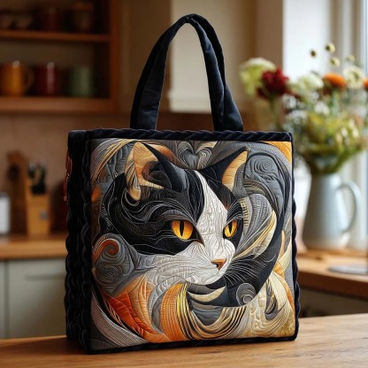 Cozy Kitty Quilted Tote Bag 