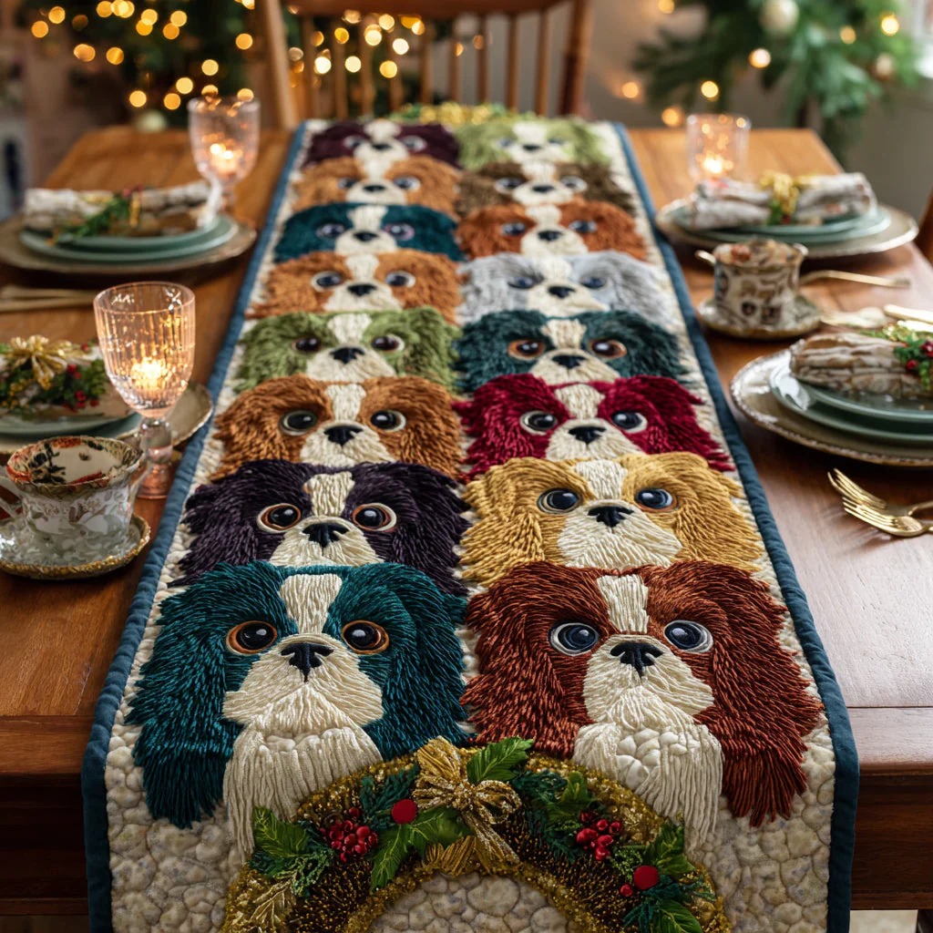 Winter Spaniel Quilted Table Runner