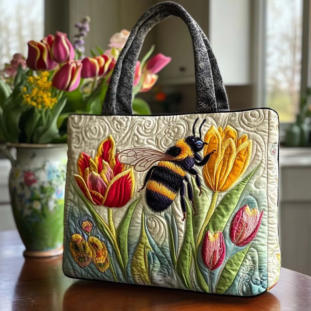 Bee Garden Quilted Tote Bag