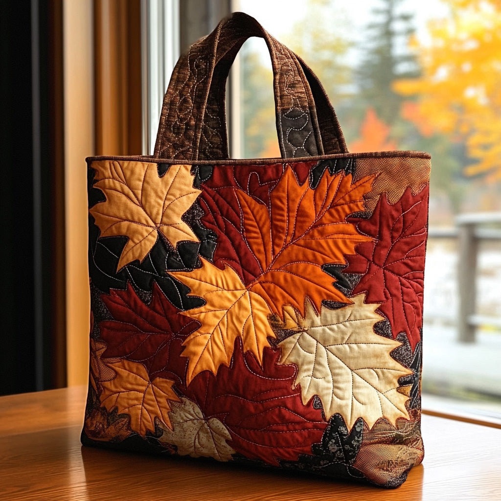 Golden Leaves Quilted Tote Bag