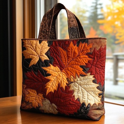 Golden Leaves Quilted Tote Bag