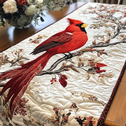 Majestic Cardinal Quilted Table Runner