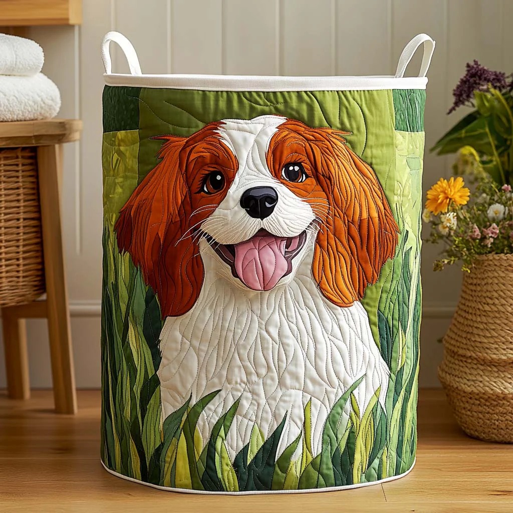 Sunny Meadow Smile Quilted Laundry Basket