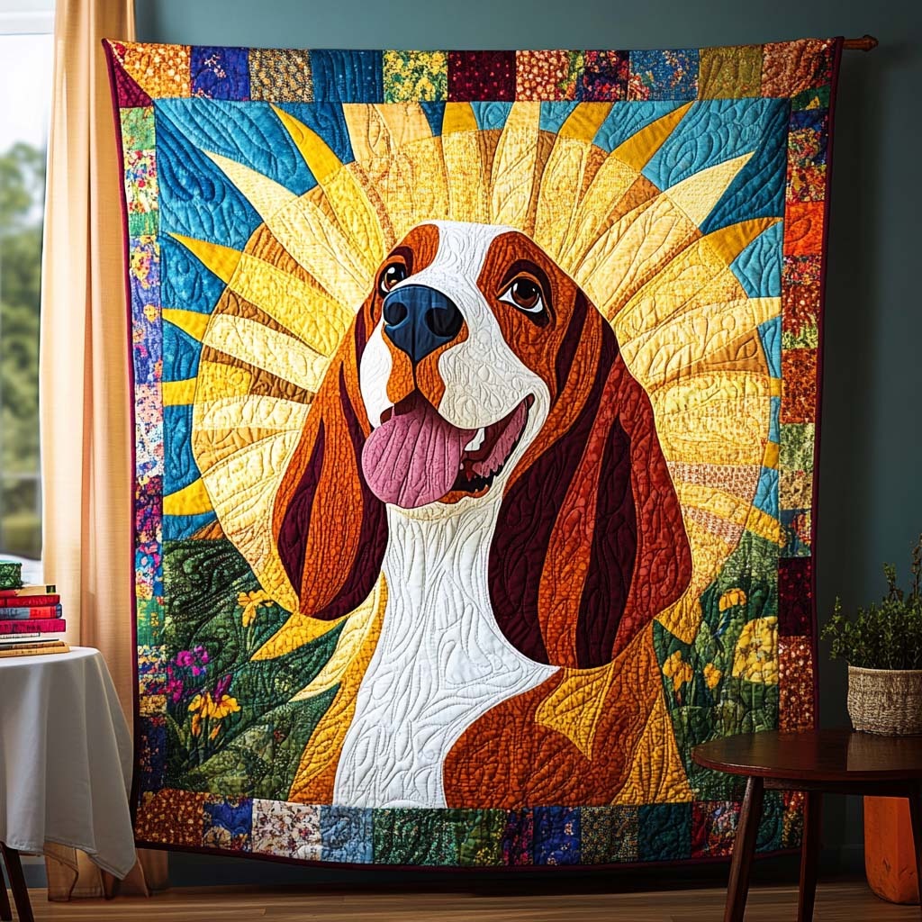 Basset Delight Quilted Blanket