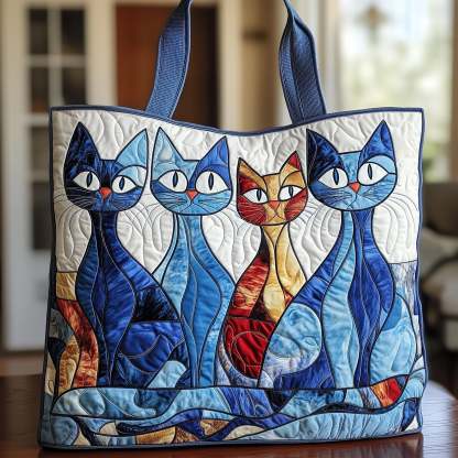 Whimsy Cat Quilted Tote Bag GFTONT947