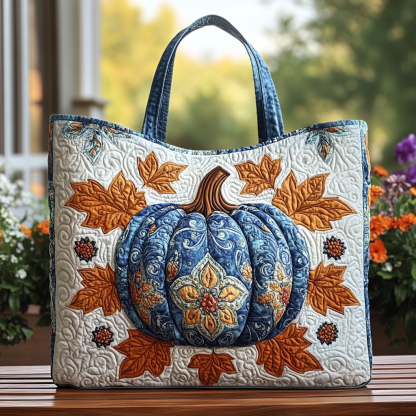 Pumpkin Stitch Quilted Tote Bag