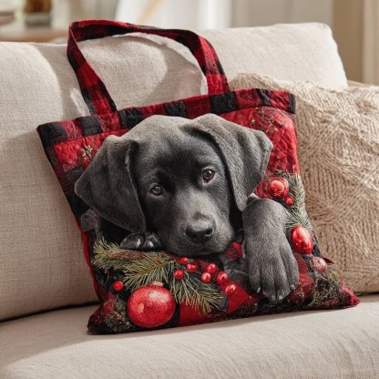 Christmas Lab Quilted Tote Bag