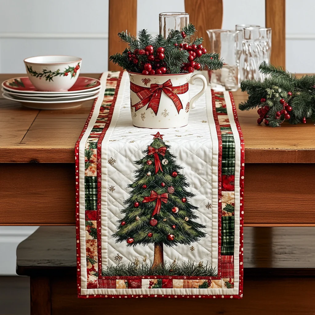 Christmas Tree Quilted Table Runner