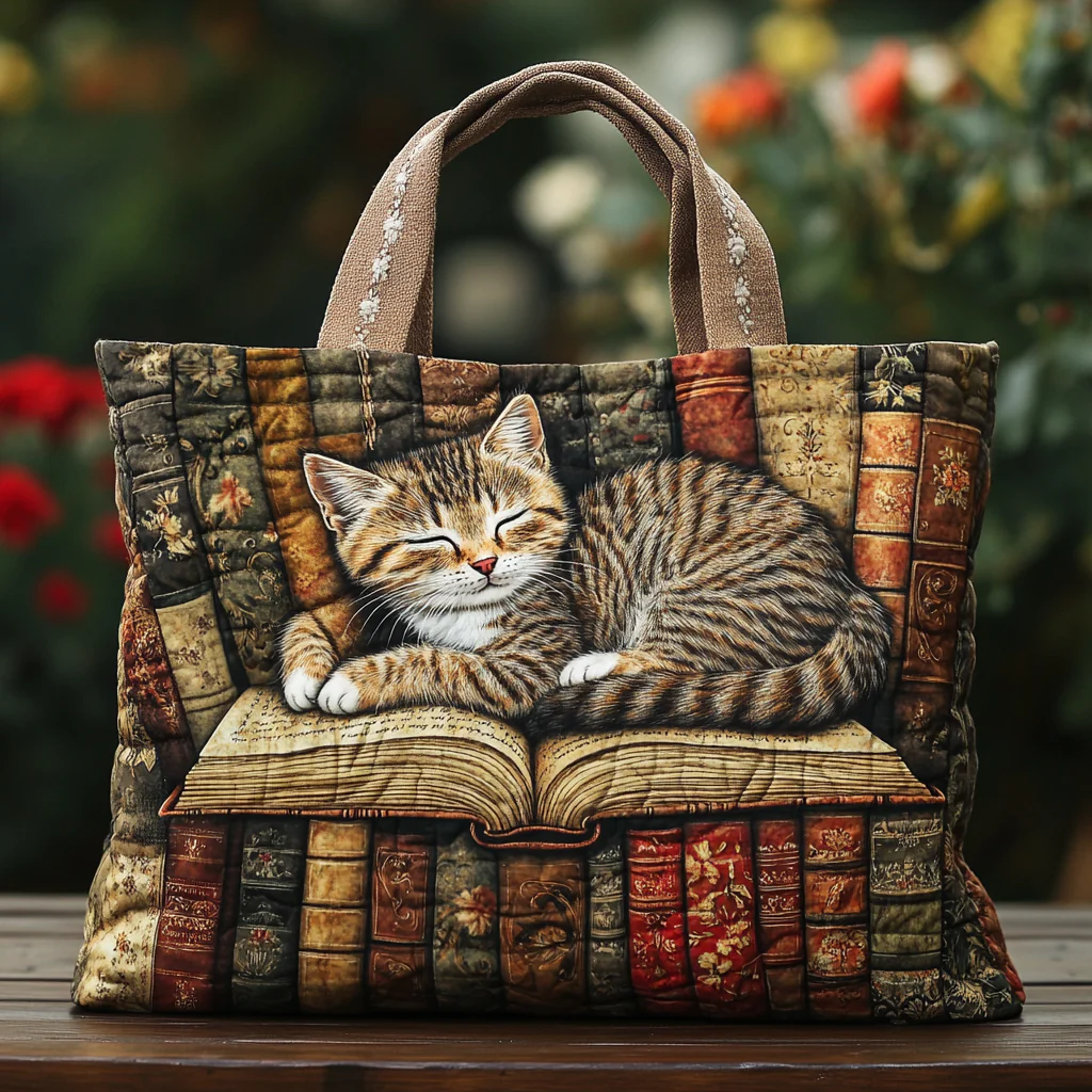 Moonlit Meow QuiltedTote Bag