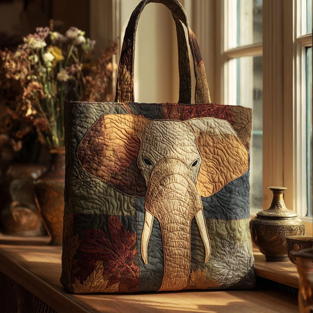 Guardian Elephant Quilted Tote Bag