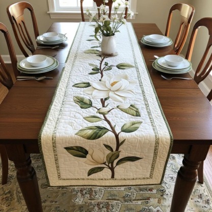 Rustic Magnolia BloomQuilted Table Runner