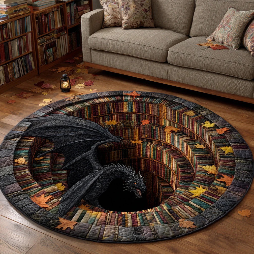 Shadow Library Quilted Round Mat