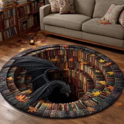 Shadow Library Quilted Round Mat