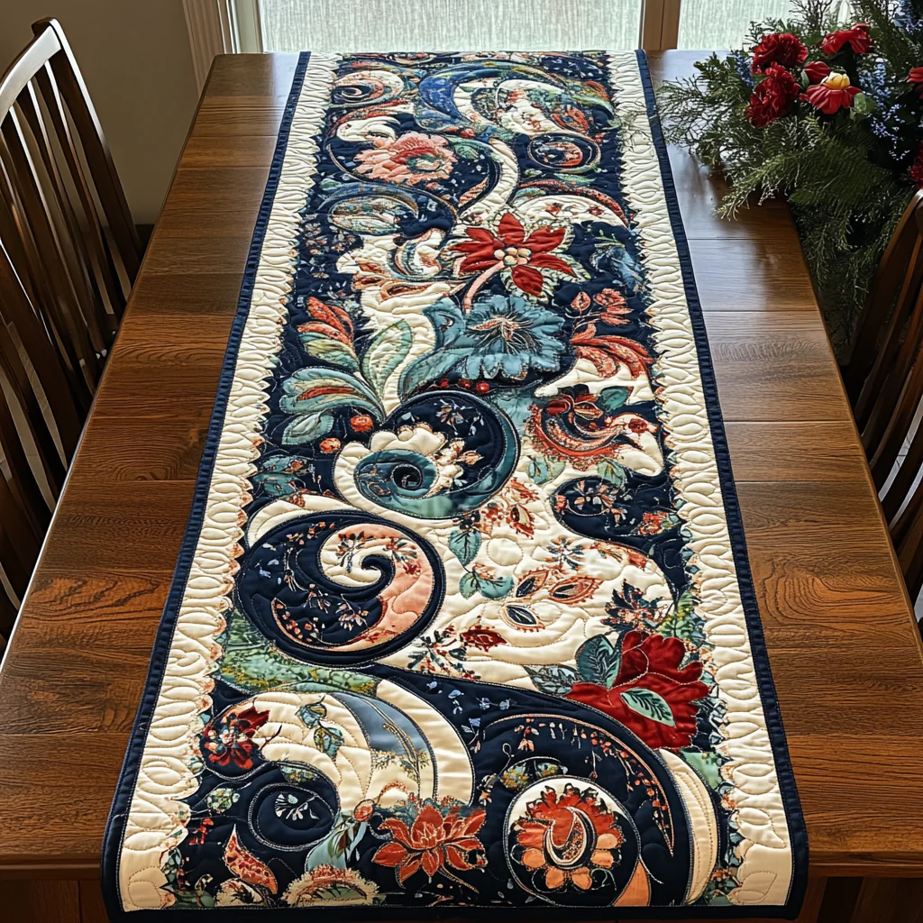 Mystic Paisley Quilted Table Runner